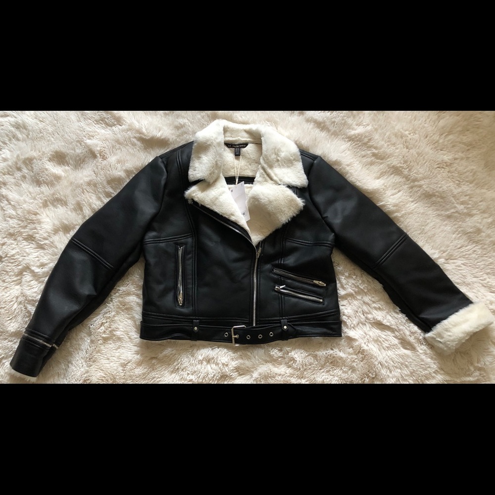 Zara Faux Leather Sherpa lined jacket